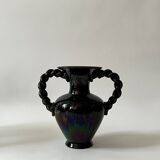 Large twisted amphora vase in glazed ceramic, Vallauris