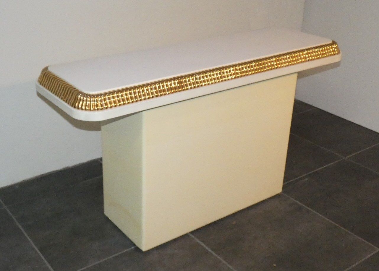 Console Regency avec finition ivoire et dorée dans le style d'Alain Delon pour Maison Jansen, France, années 70