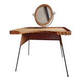 Vintage rattan and metal dressing table