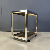 Italian brass and chrome drinks trolley