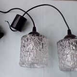 Pair of holophane glass pendants