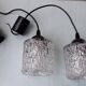 Pair of holophane glass pendants