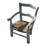 Fauteuil de marais en paille et bois peint pour enfant