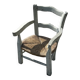 Old children's marsh armchair, straw and painted wood