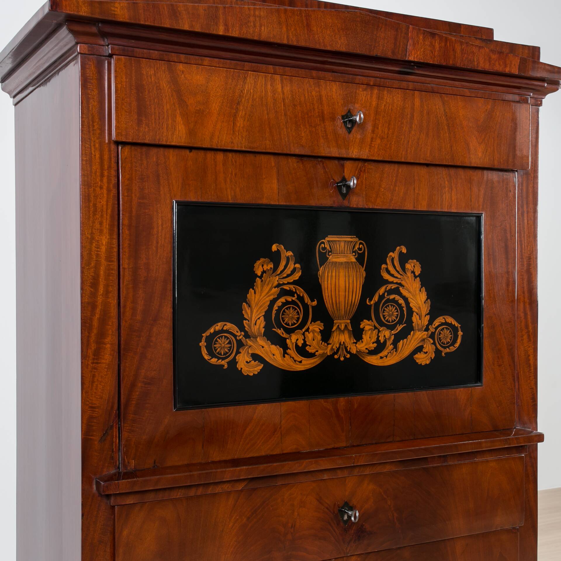 19th Century Mahogany Secretary Desk, French Polish
