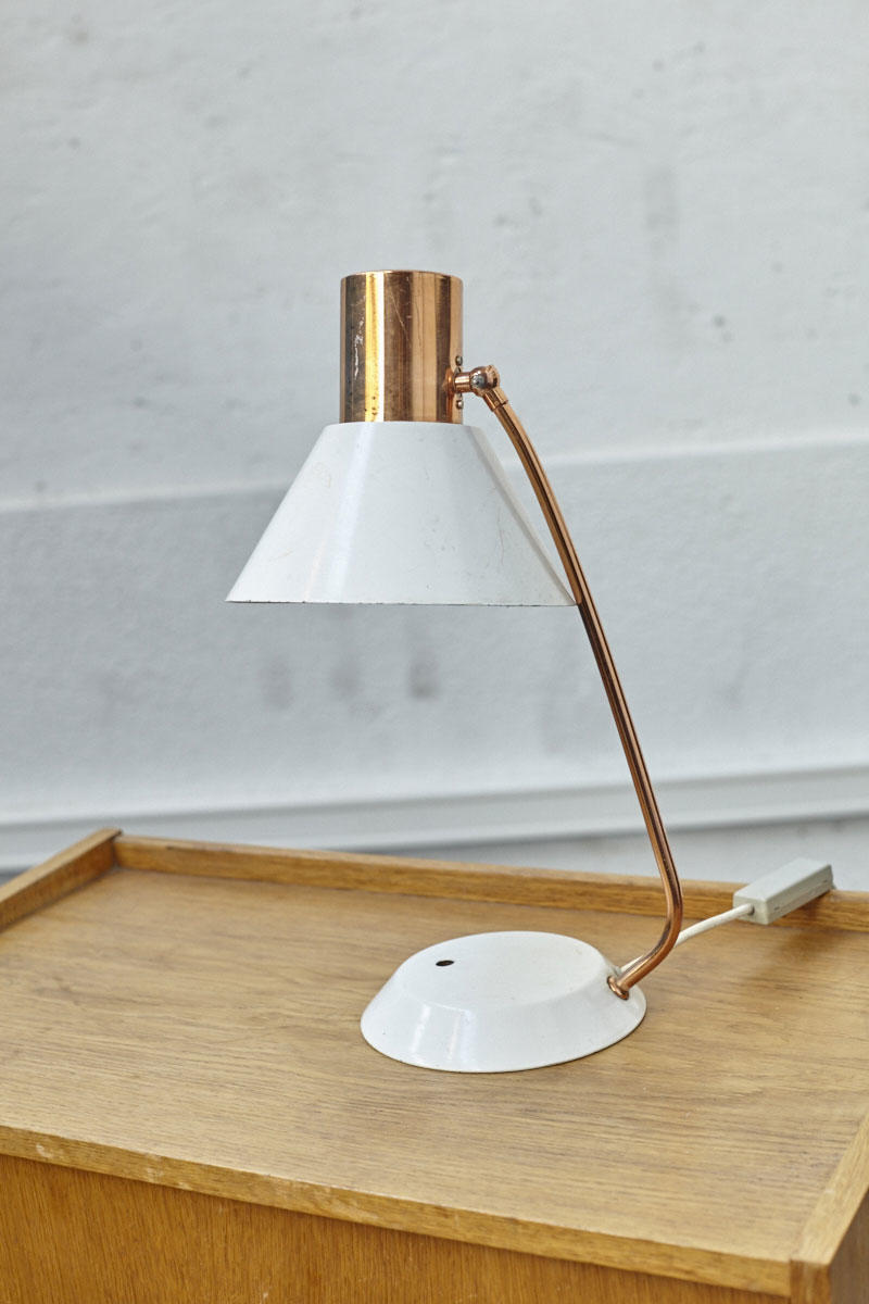 White and copper vintage lamp