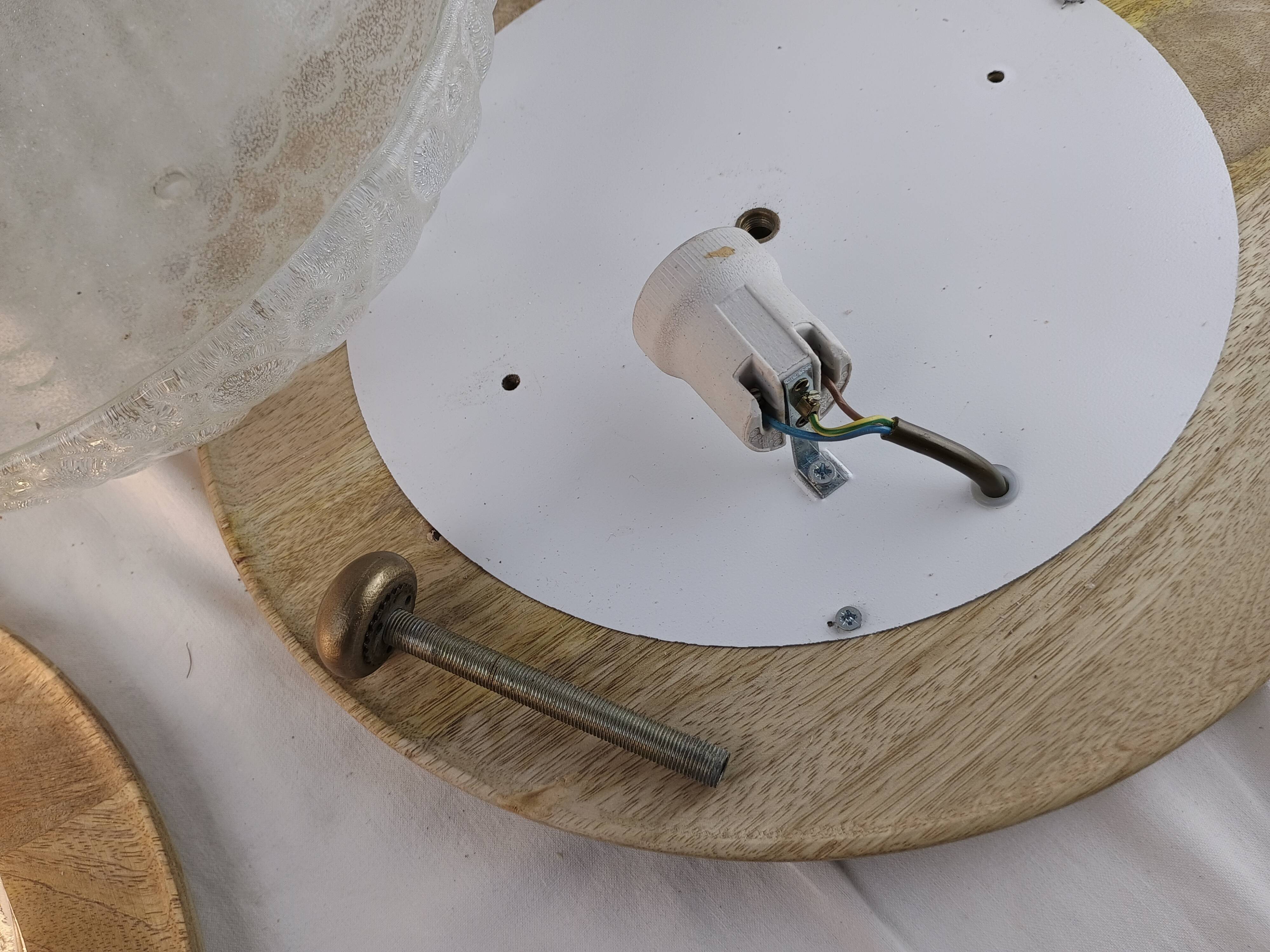 Pair of vintage Murano wall lights with exotic wood shelf.