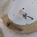 Pair of vintage Murano wall lights with exotic wood shelf.