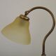 French Vintage Brass Goose Neck Table Lamp Patterned Glass Shade 5353