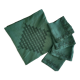Convent tablecloth and its 4 openwork towels tinted fir green - 115x115cm -mixed linen & cotton
