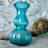 Vintage turquoise blue glass vase