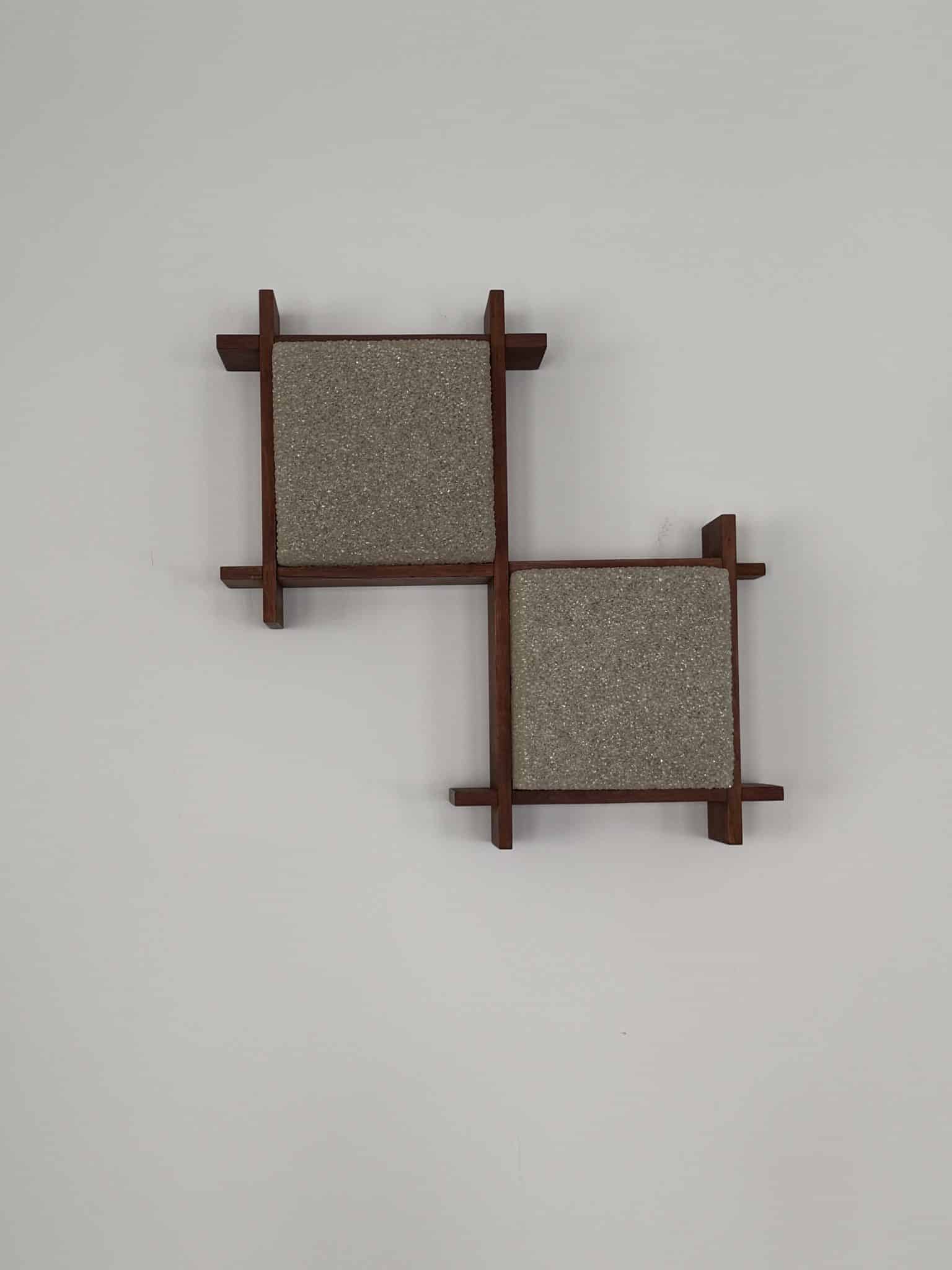 Pair of teak and Perspex wall lights – French work, circa 1955-1965