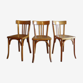 3 chaises de bistrot Baumann vintage