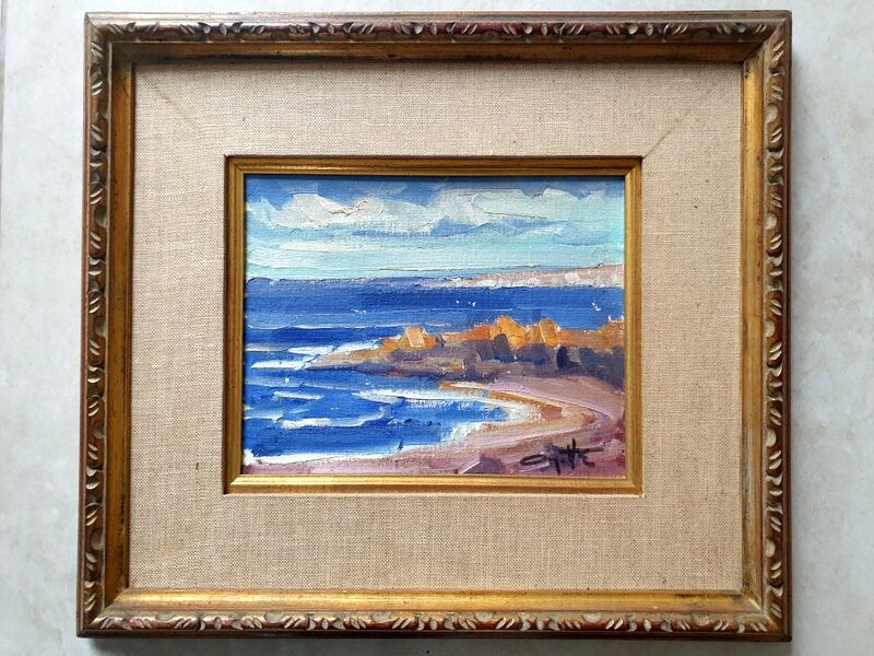 Léo Ayotte (1909-1976) Oil on canvas cardboard "Near Métis in Gaspésie, Canada" 1972