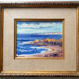 Léo Ayotte (1909-1976) Oil on canvas cardboard "Near Métis in Gaspésie, Canada" 1972