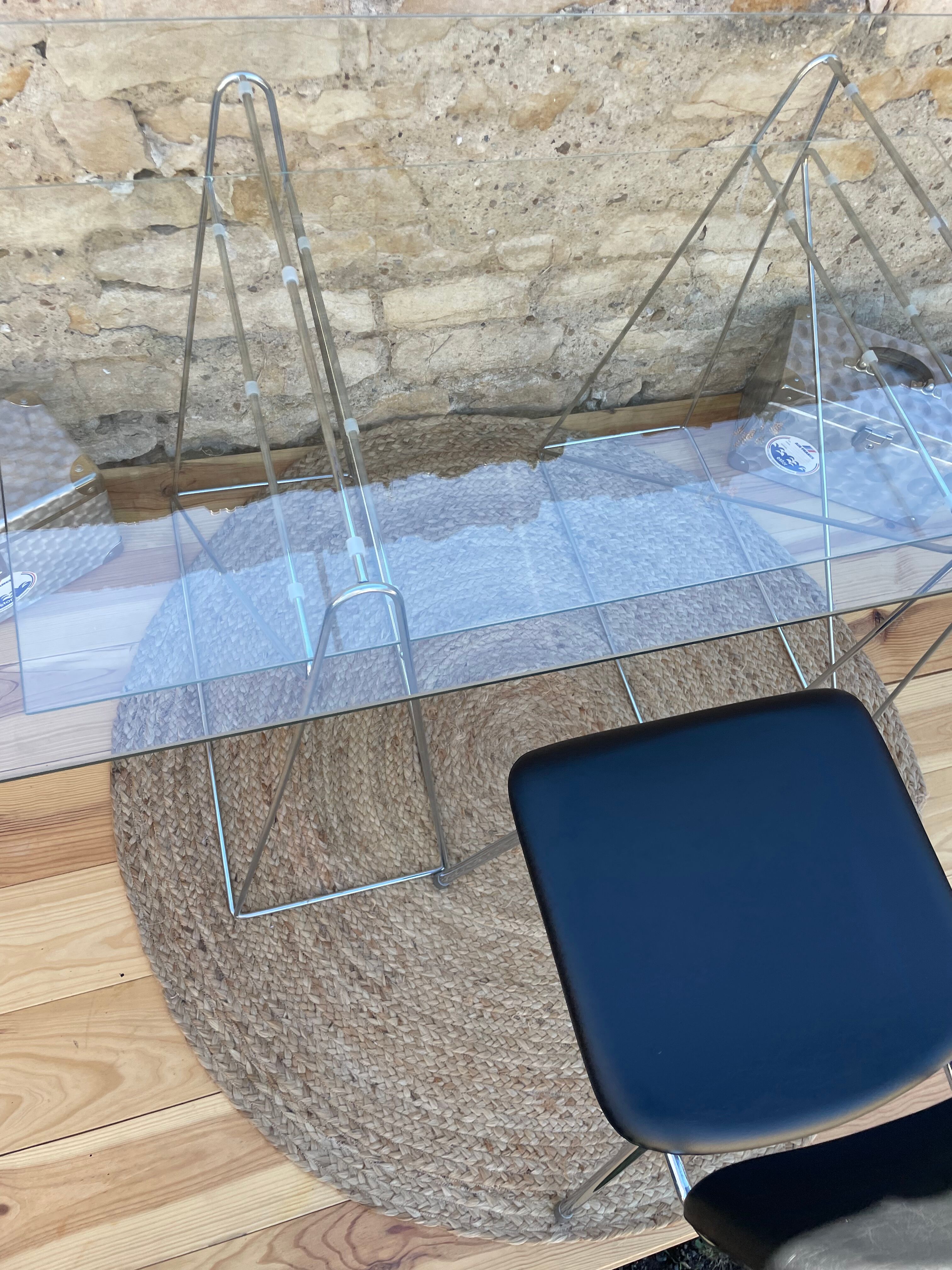 Modernist desk chrome and glass