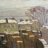Tableau HST "Toits enneigés" par Marcel GAULT (1899-1989) peintre Franc-Comtois