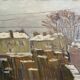 HST painting "Snowy roofs" by Marcel GAULT (1899-1989) painter from Franche-Comté