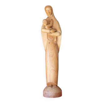 Virgin and Child, wooden statuette.