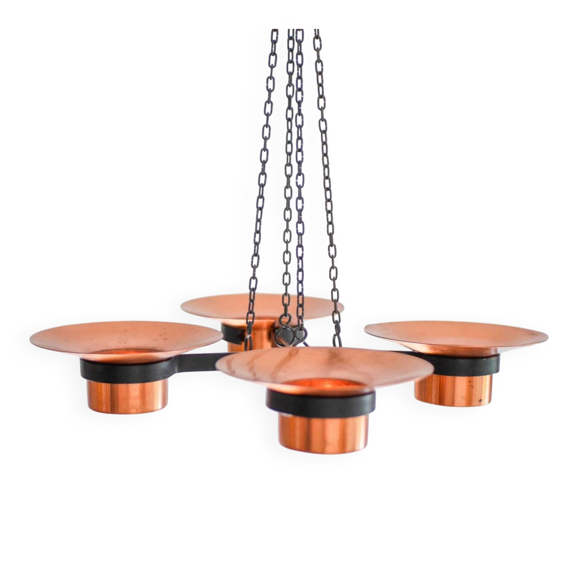 Metal and copper candleholder pendant by Carl Thore, 1975