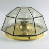 Etiqueté Mid-Century Glass Flushmount / Applique murale du Limbourg, Allemagne, années 1960
