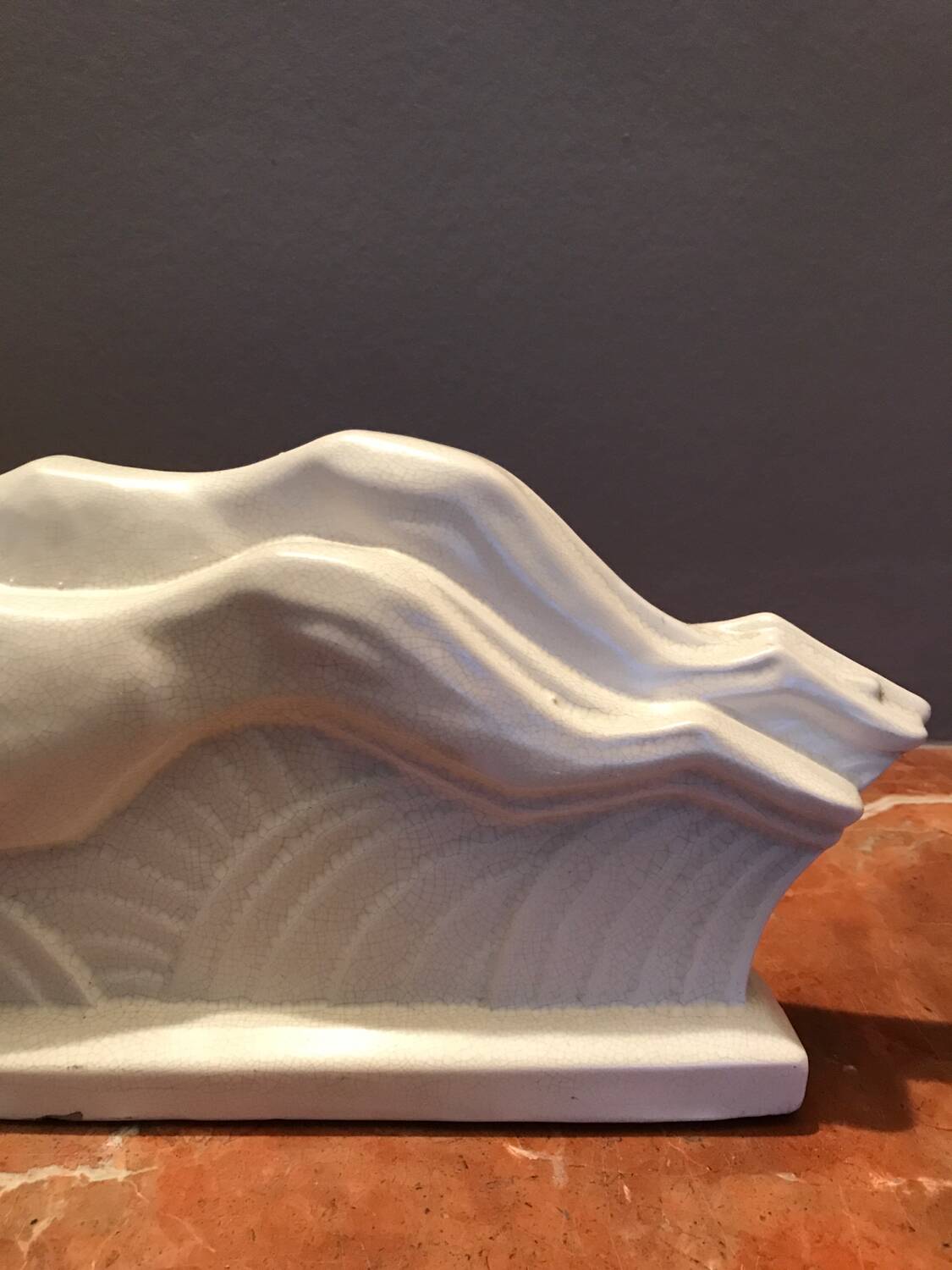 Cracked ceramic greyhound E. Siegl Manufacture Orchies Art Deco