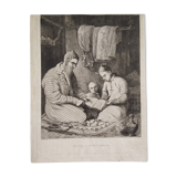 Engraving XIXth "Reading lesson in Orenburg & Country Ugsters"