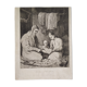 Engraving XIXth "Reading lesson in Orenburg & Country Ugsters"