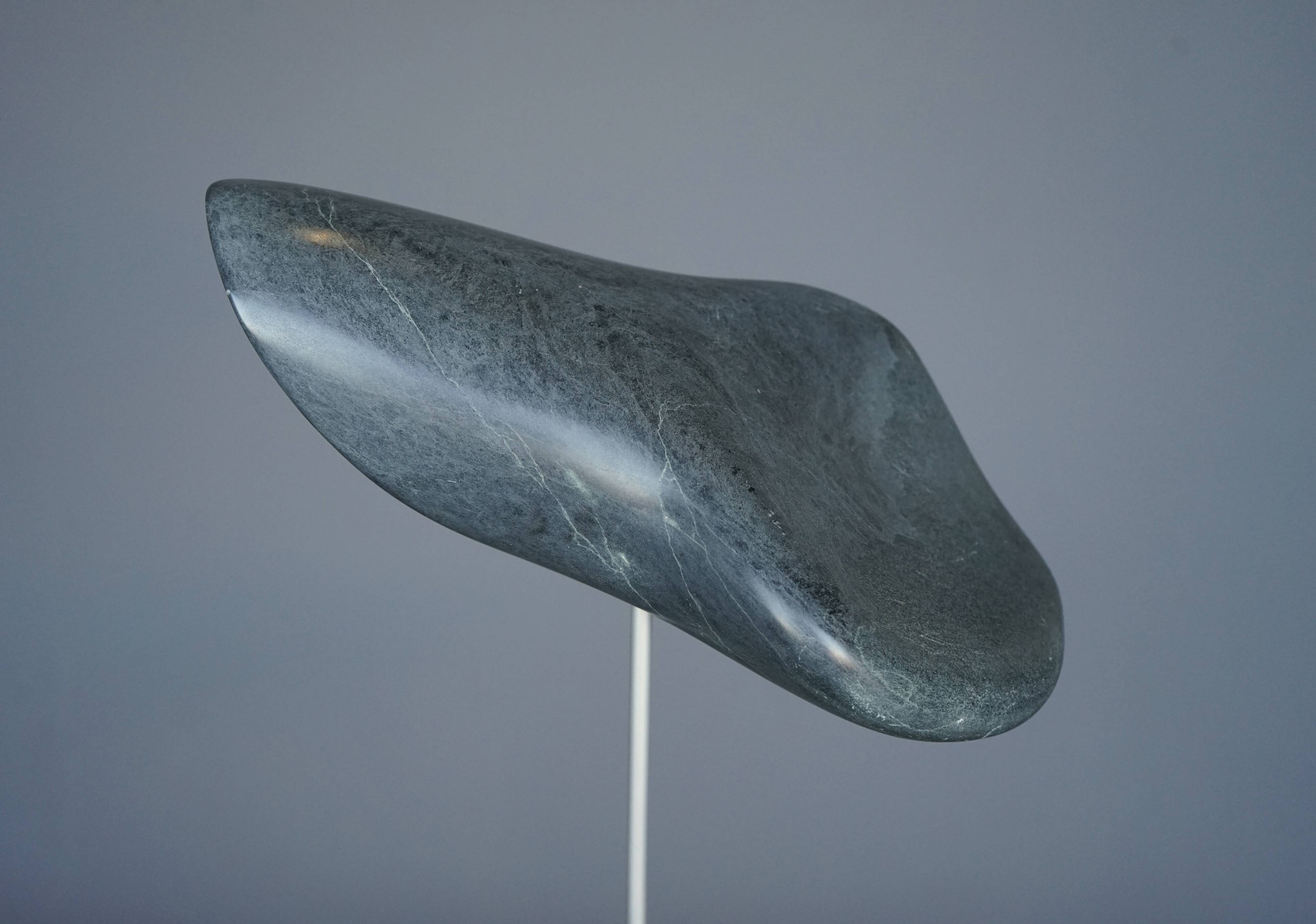 Abstract Organic Sculpture in polished Grey Stone, 1980s