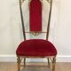 Suite de 4 chaises en laiton et velours rouge