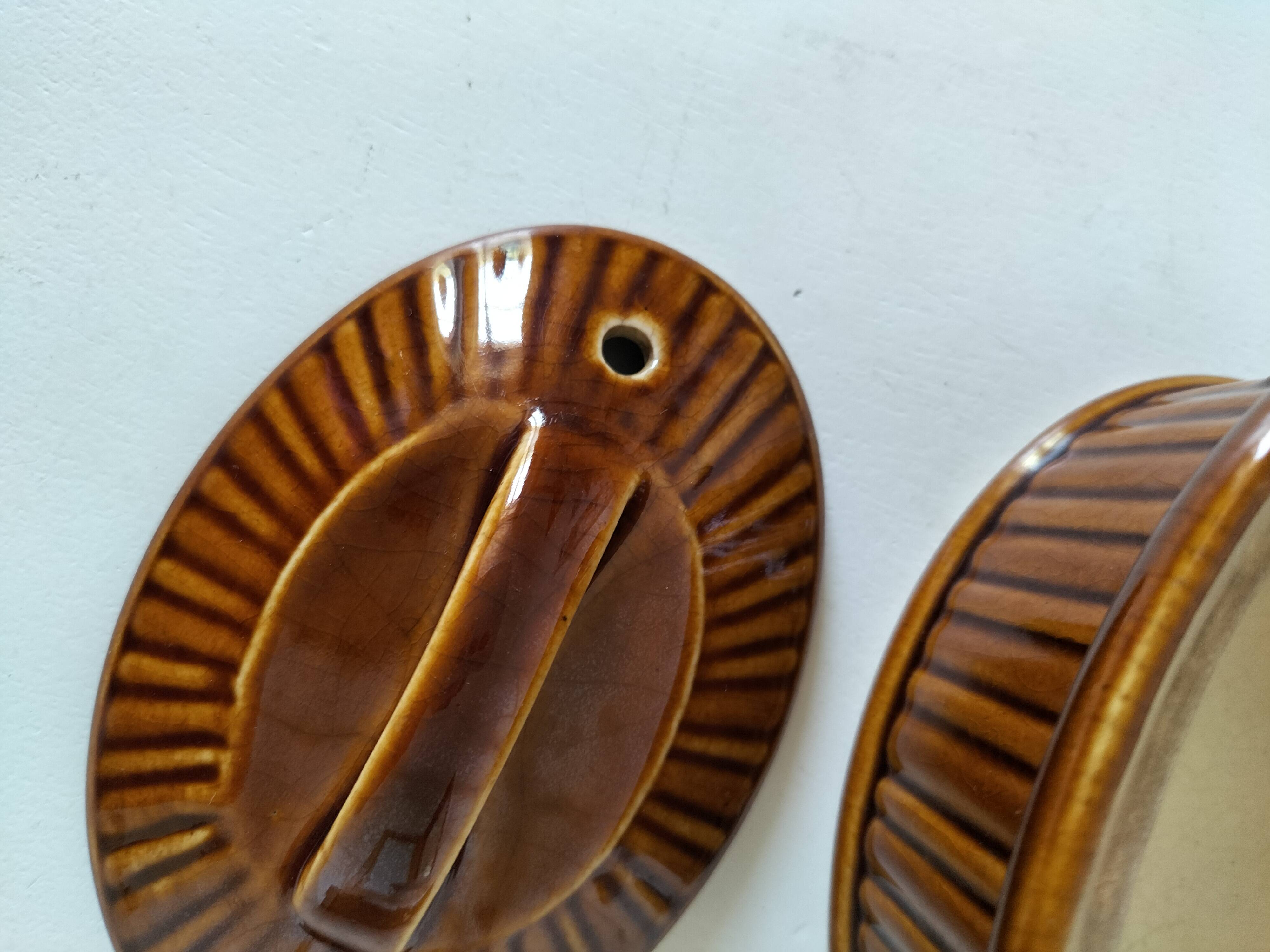 Small vintage oval terrine in caramel ceramic