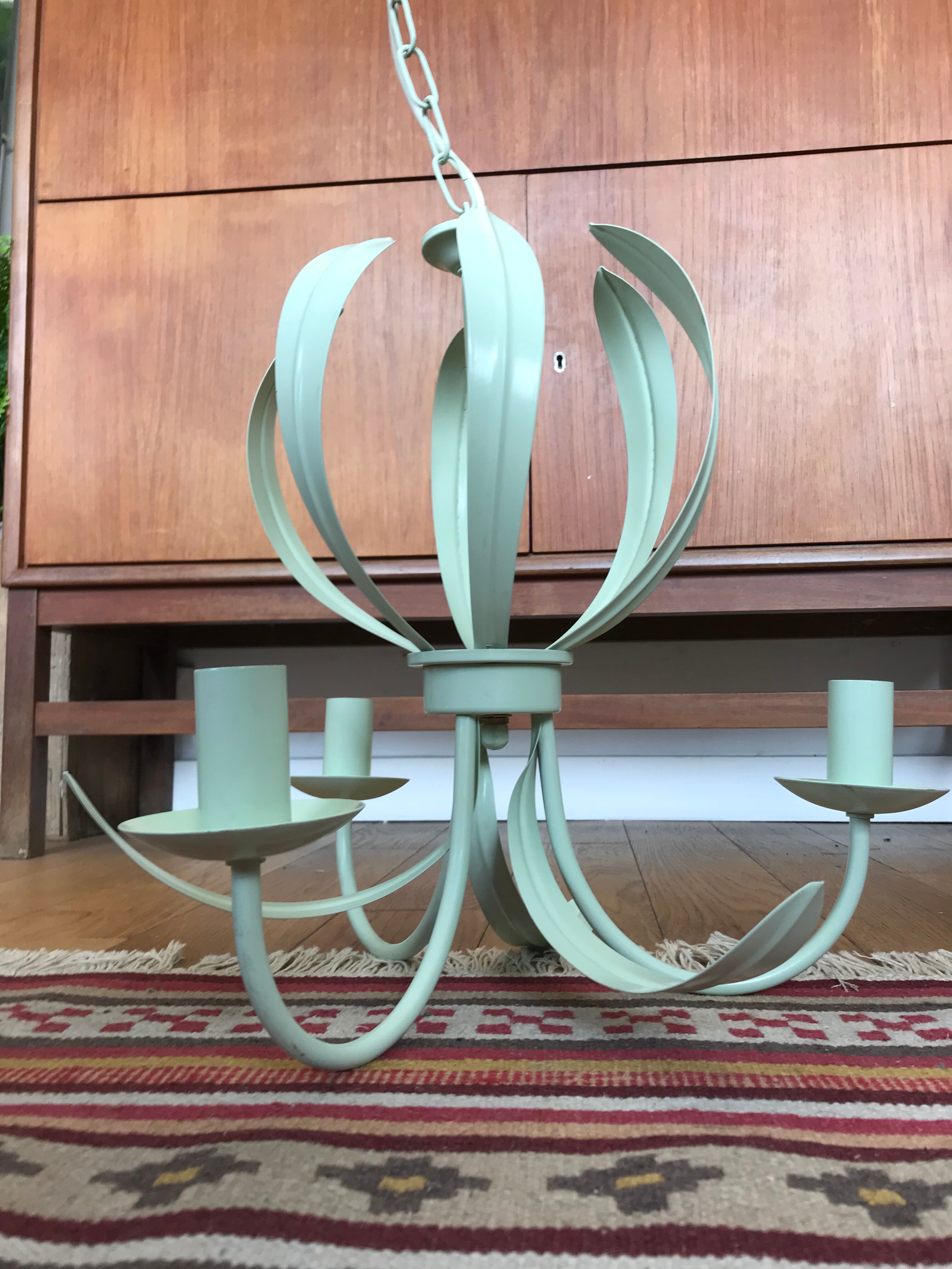 Green water metal chandelier