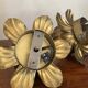 Pair of vintage gold metal flower wall lights