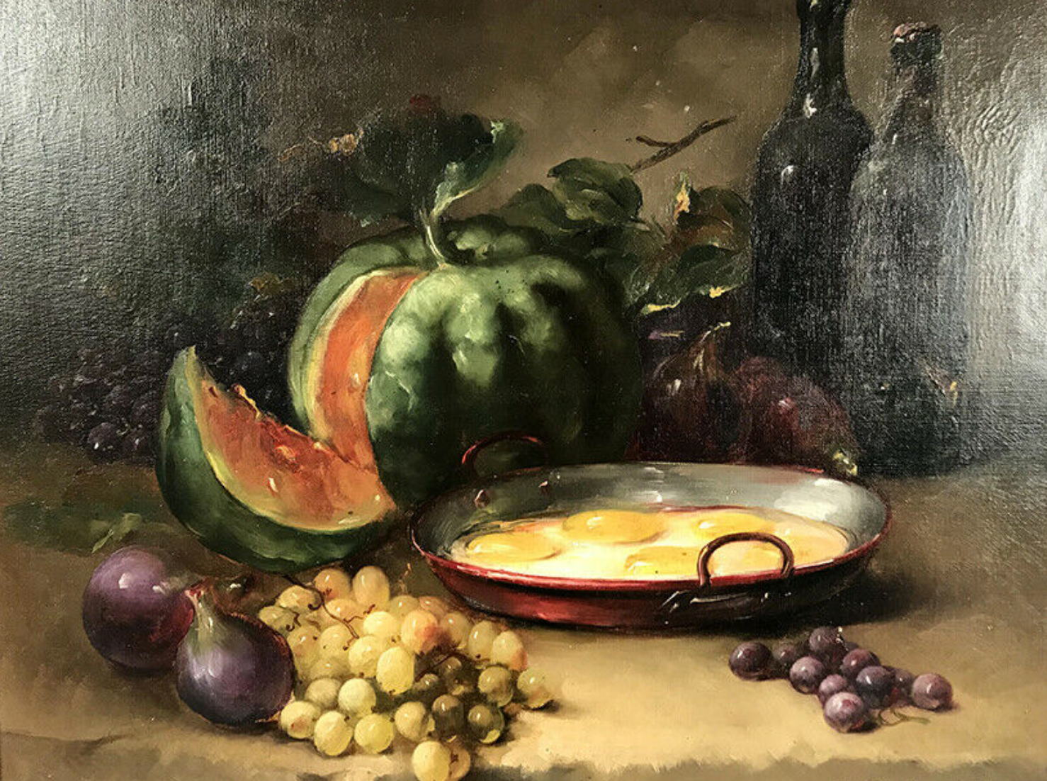 Oil on canvas, still life by Dubouchet