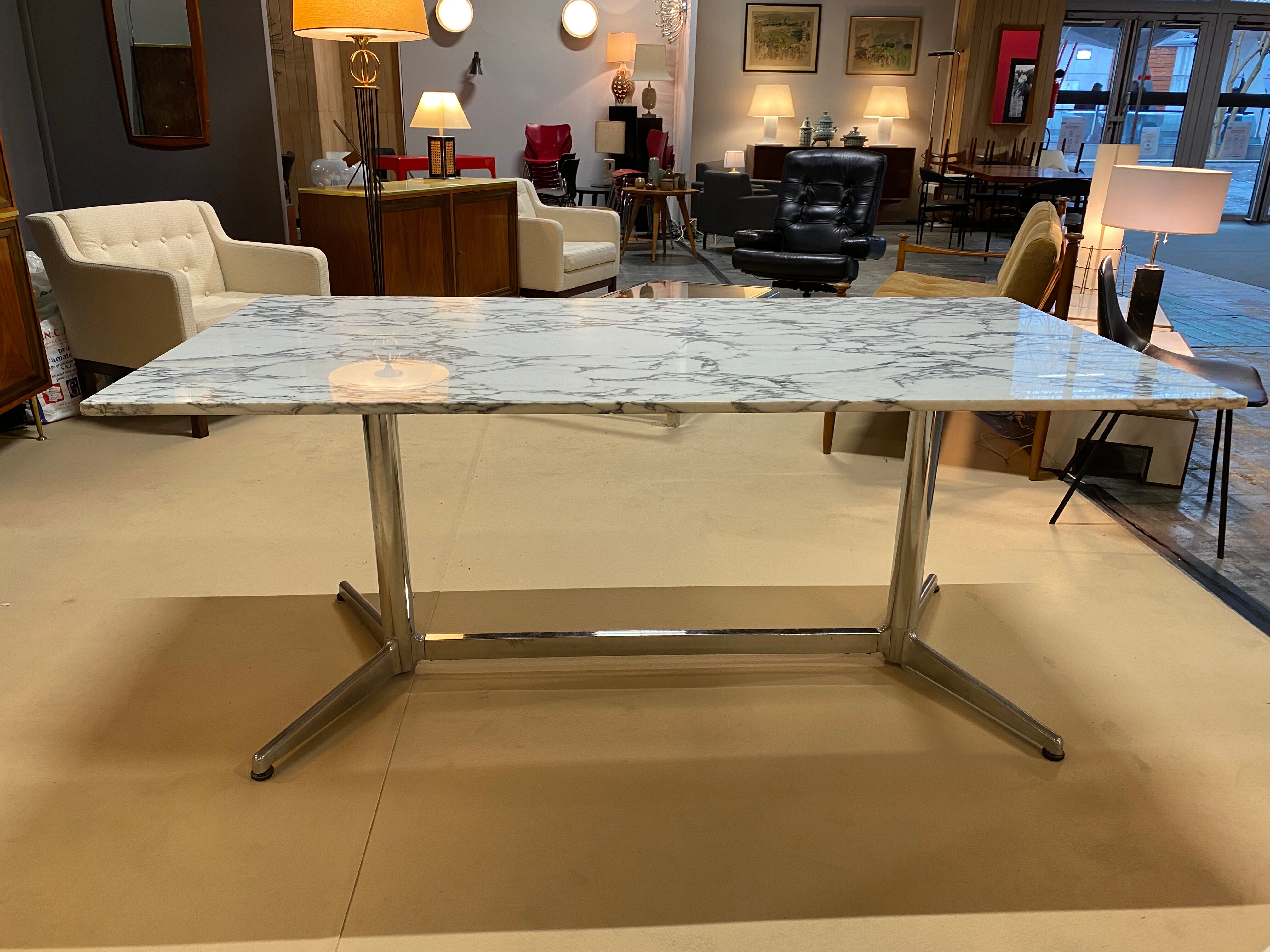 Dining room table marble chrome legs