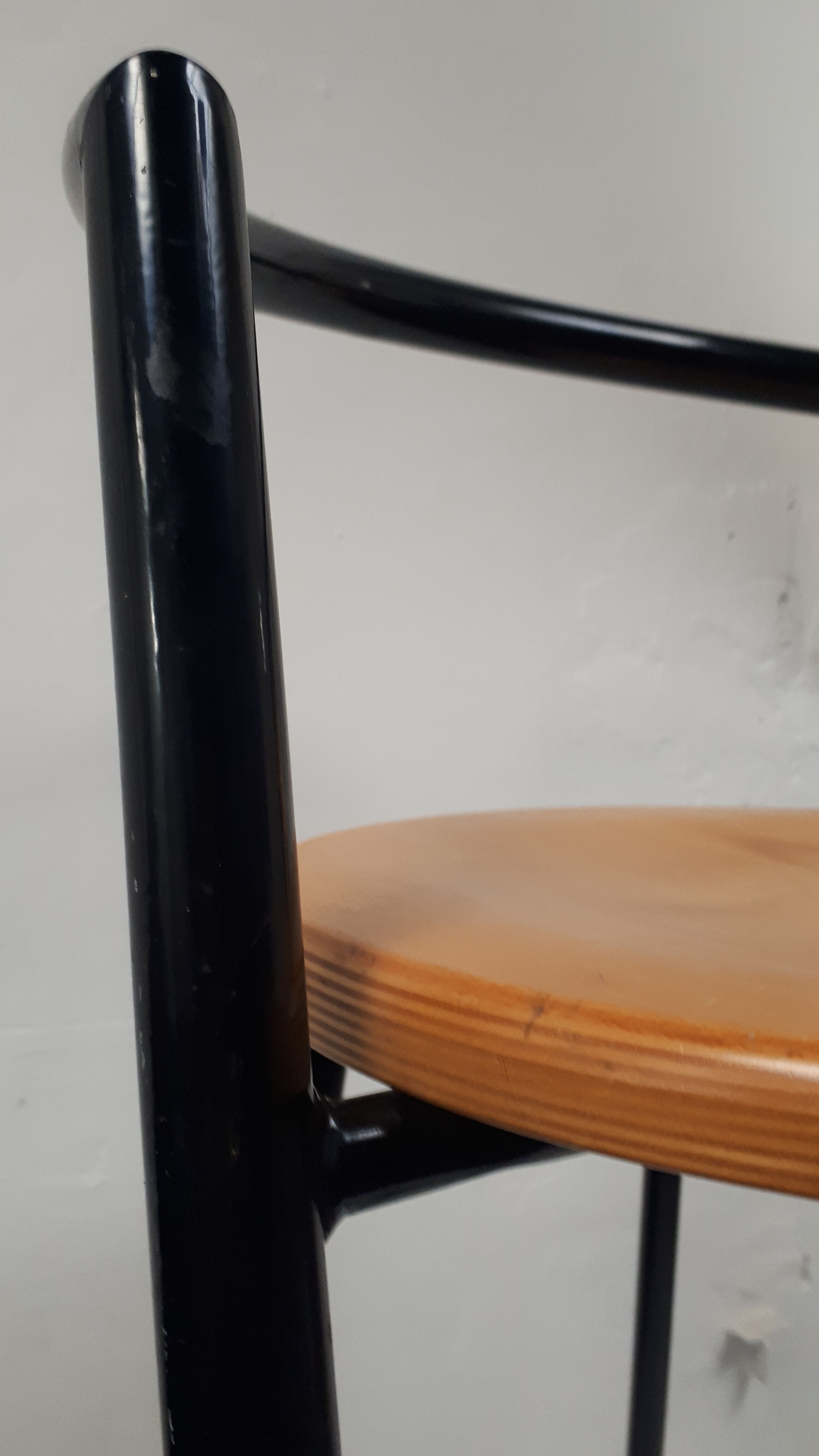 pair stool bar design vintage 1980 black metal wood