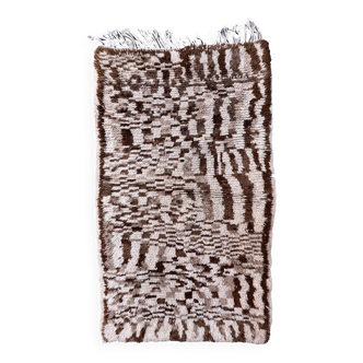 Azilal white and brown Moroccan rug - 158 x 90 cm