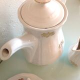 White porcelain coffee service with golden flowers / vintage 50s-60s