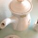 White porcelain coffee service with golden flowers / vintage 50s-60s