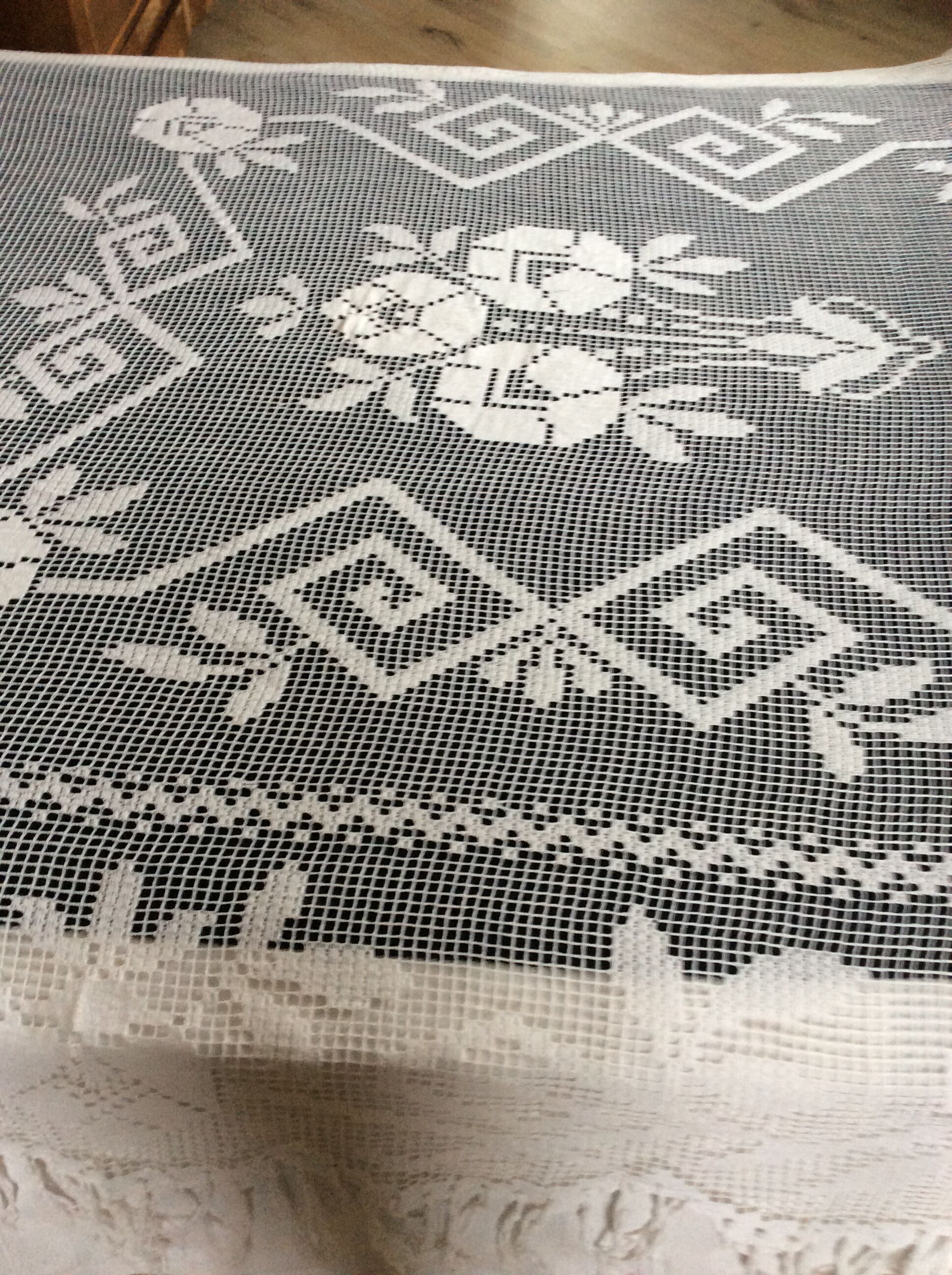 Hand embroidered bed cover with vintage crochet dimension: width -180cm- height -230cm-