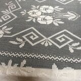 Hand embroidered bed cover with vintage crochet dimension: width -180cm- height -230cm-