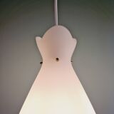 Set of 3 Scandinavian pendant lights in white satin glass, 1960s