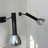 Pair of vintage wall lights, chrome and matte black metal, France 1960