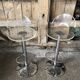 Pair Stool Foot Bar Tulip Metal Chrome + Seat Plexi Transparent Vintage