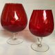 Paire de vases verres rouges Empoli Italy