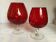 Pair of red glass vases Empoli Italy
