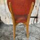 Ancienne Chaise Bois Pieds compas Vinyle Rouge Années 60