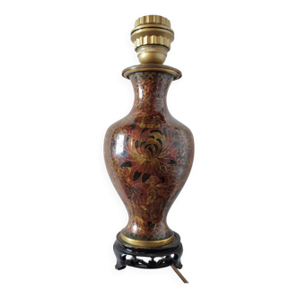 Pied de lampe à balustre en bois cloisonné