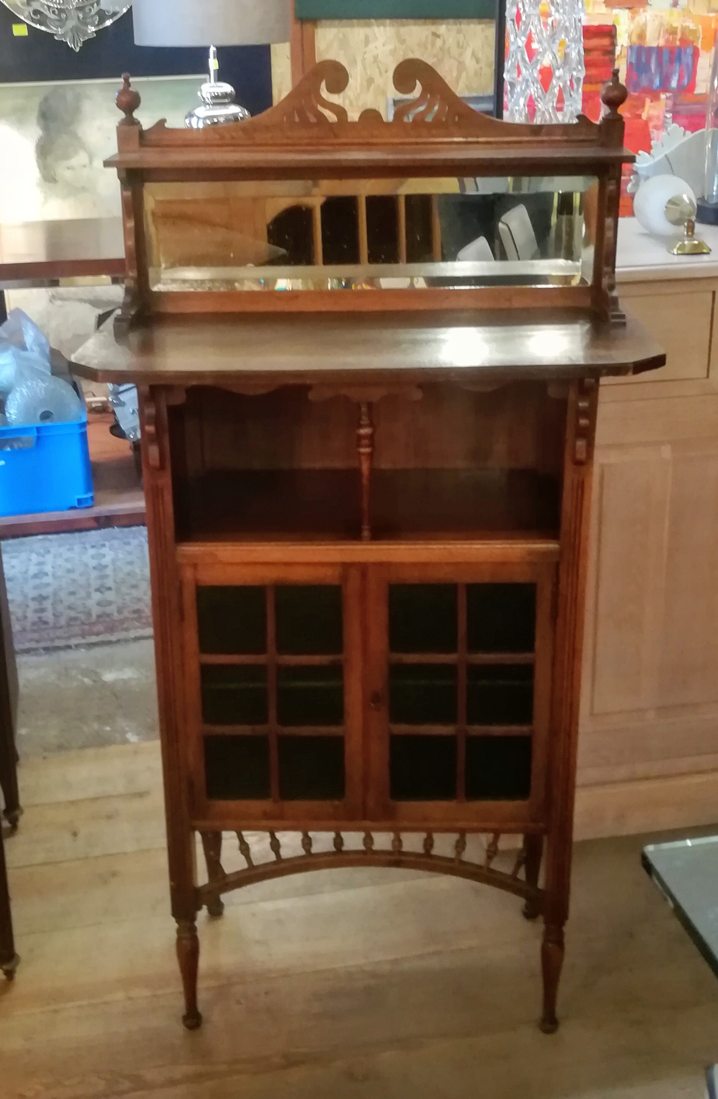 Art nouveau walnut storage cabinet
