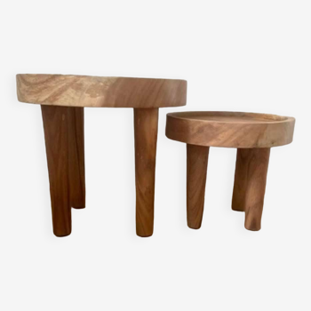 Set de 2 tables d'appoint style wabisabi